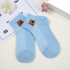 6 Pairs Kids Cartoon Letters Socks Breathable Sweet Girls Socks