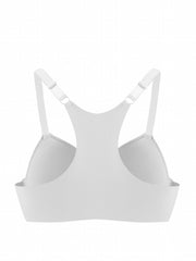 Sports Bra Solid Front Closure Racer Back Padded Bralette
