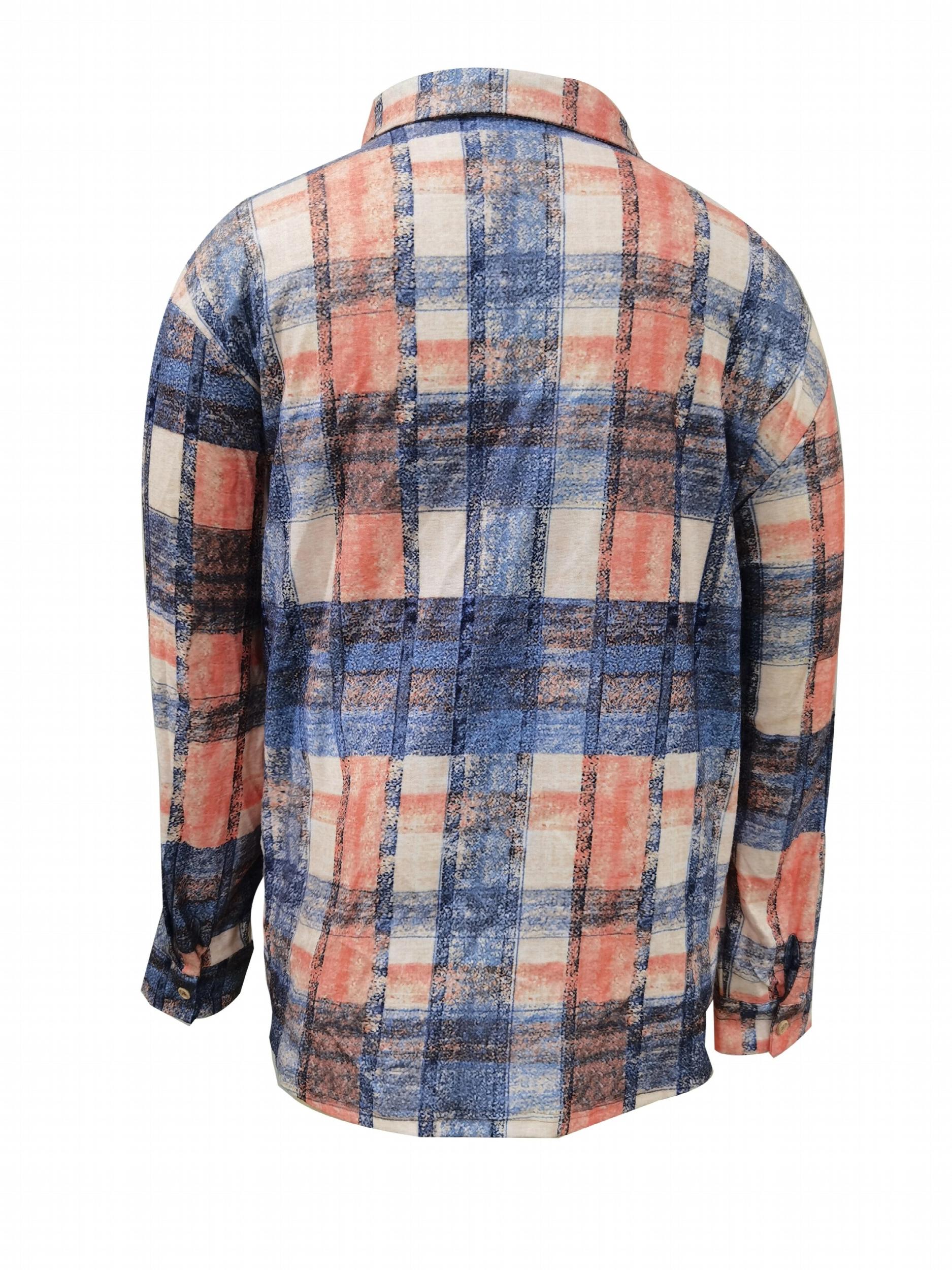 Distressed Plaid Print Long Sleeve Button-Up Shirt