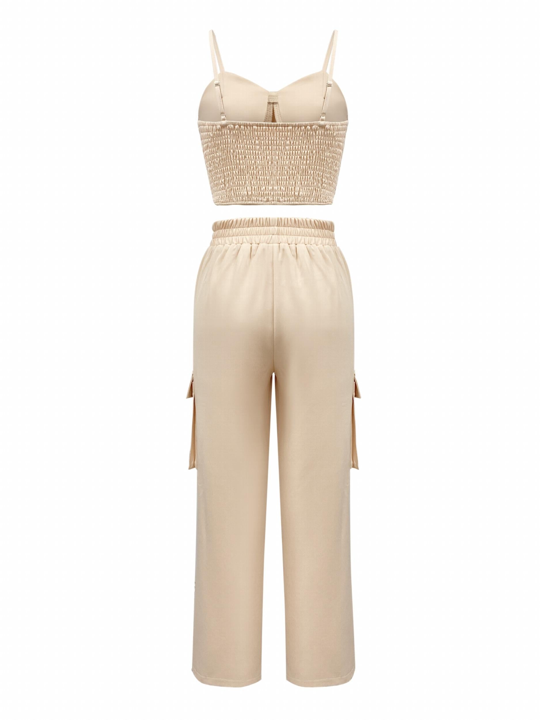 Women's Spaghetti Crop Vest & Drawstring Pants Set