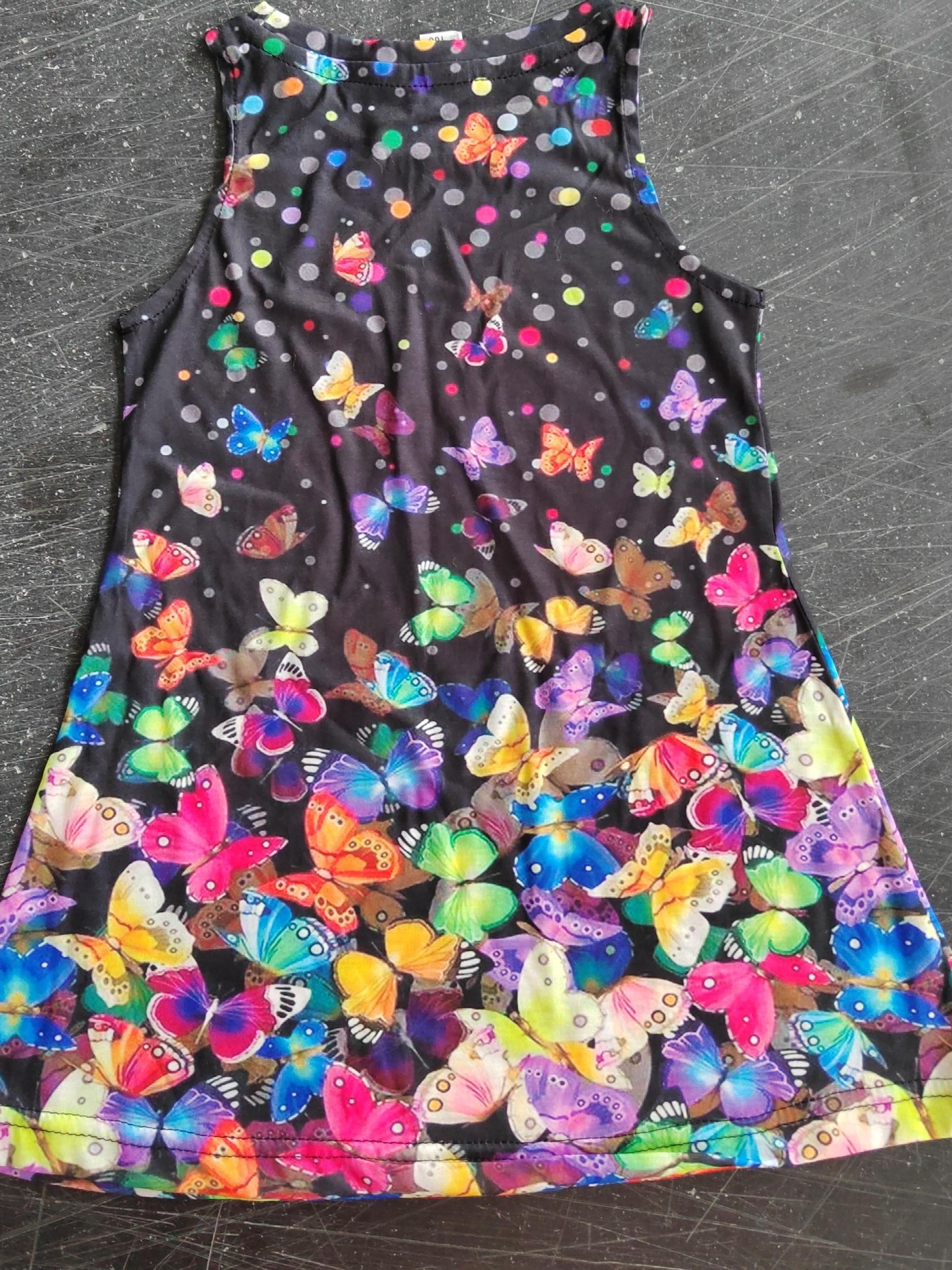 Girls Colorful Butterfly Print Princess Dress Sleeveless Summer Clothing