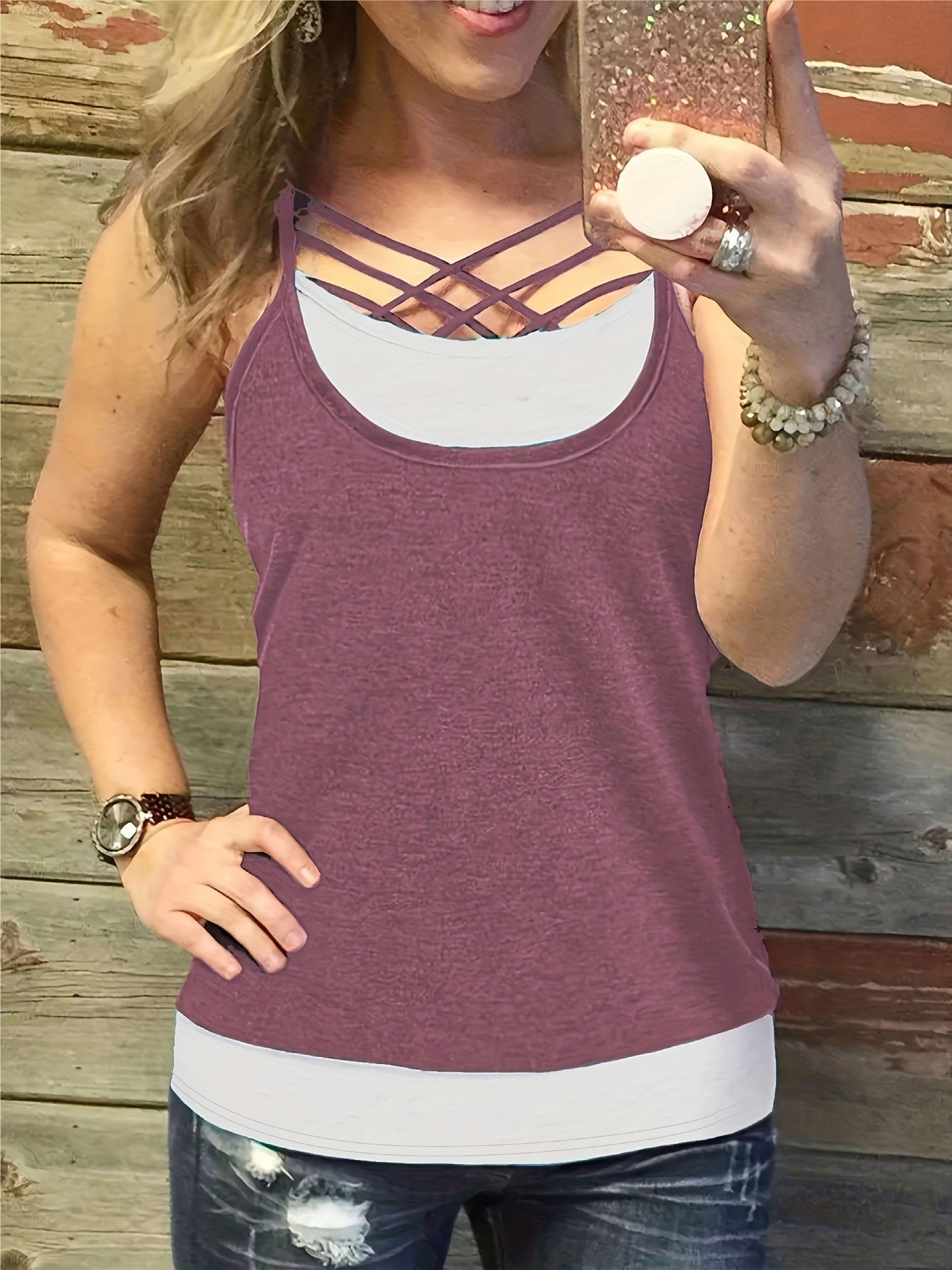 Colorblock Criss Cross Cami Top