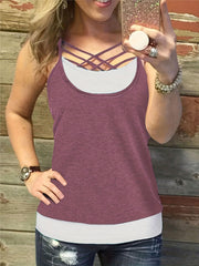 Colorblock Criss Cross Cami Top