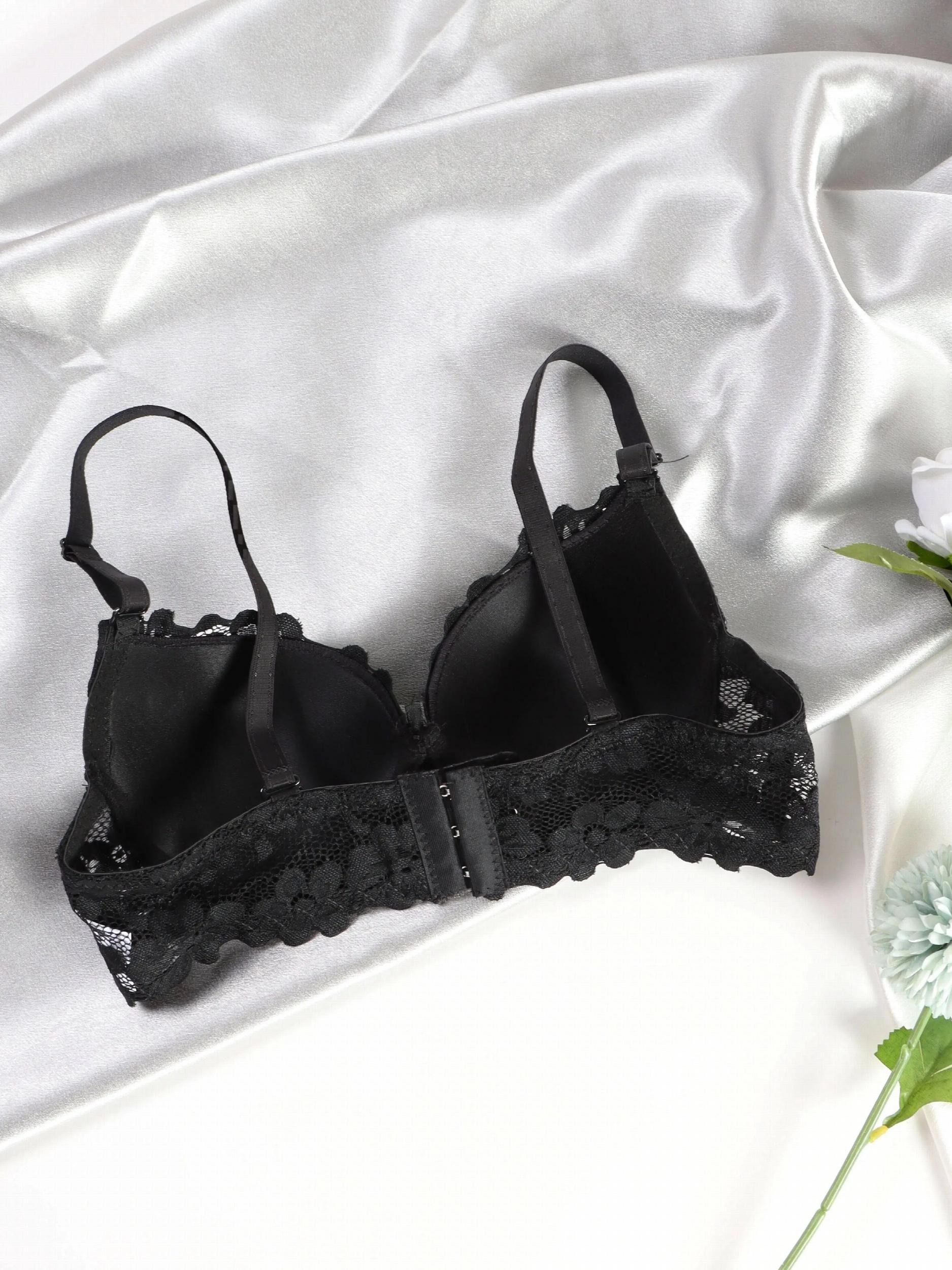 Contrast Lace Push Up Bra Women's Intimates Bra