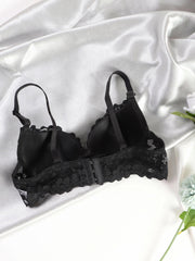 Contrast Lace Push Up Bra Women's Intimates Bra
