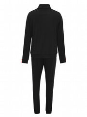 Contrast Panel Chimney Neck Sweatshirt & Sweatpants Set Plus Size