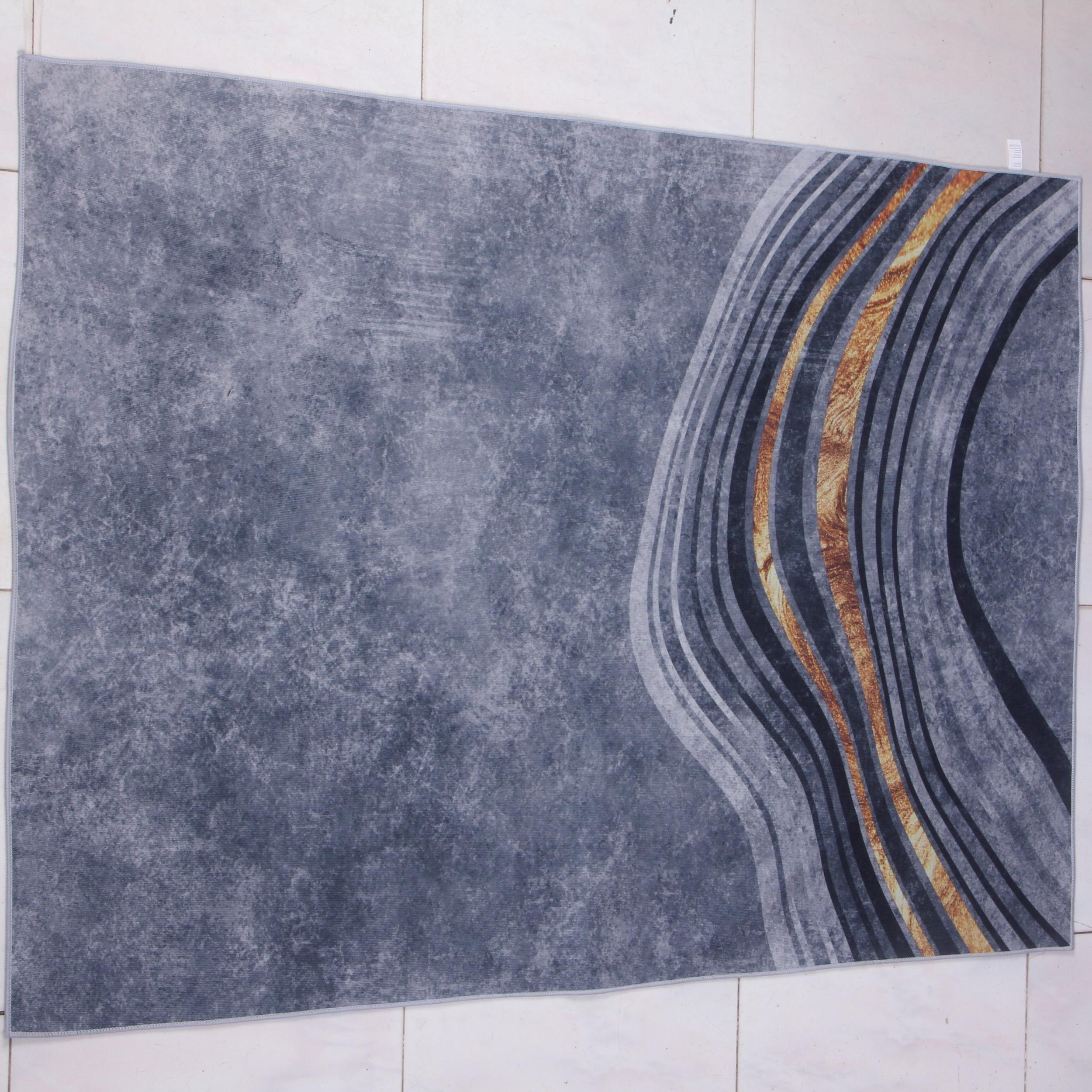 Light Grey Geometric Pattern Indoor Mat Crystal Velvet Area Rug