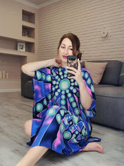 Boho Abaya Dress Women's Plus Graphic Print Batwing Sleeve