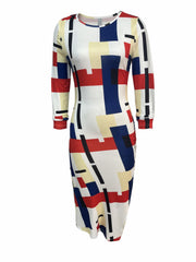 Geo Print Bodycon Dress Sexy Long Sleeve Dress Women's Clothing