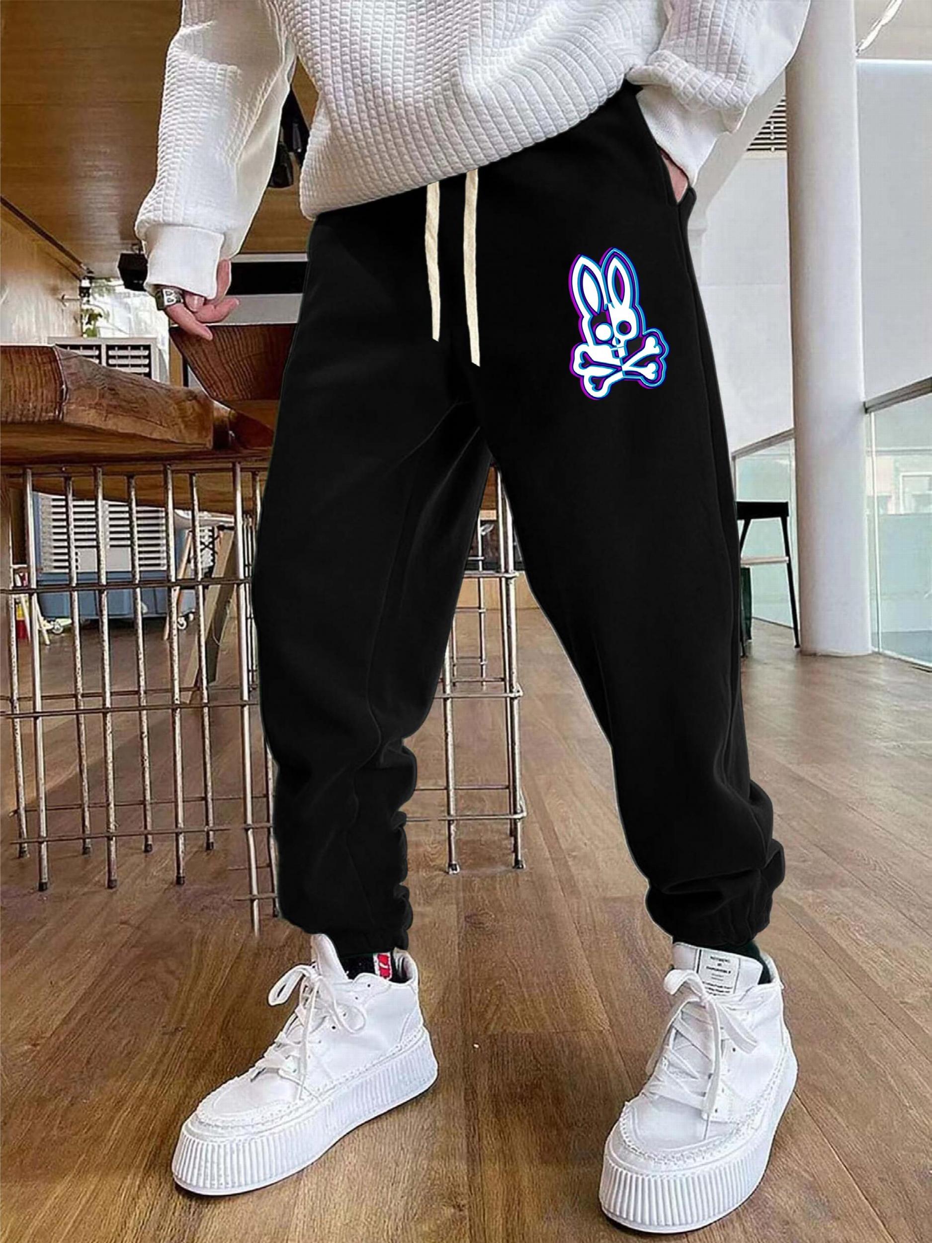 Rabbit Skull Pattern Joggers Men's Street Style Sweatpants