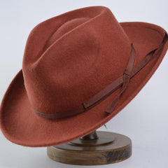 1pc Wool Fedora Large Brim Surprise Box Embroidered Feather Hat For Men