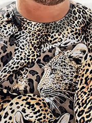 Men's Leopard Print T Shirt - Summer Outdoor Wear