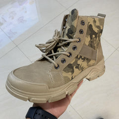 Men's Camo Tactical Boots for Outdoor Hiking - Wear Resistant Combat Boots