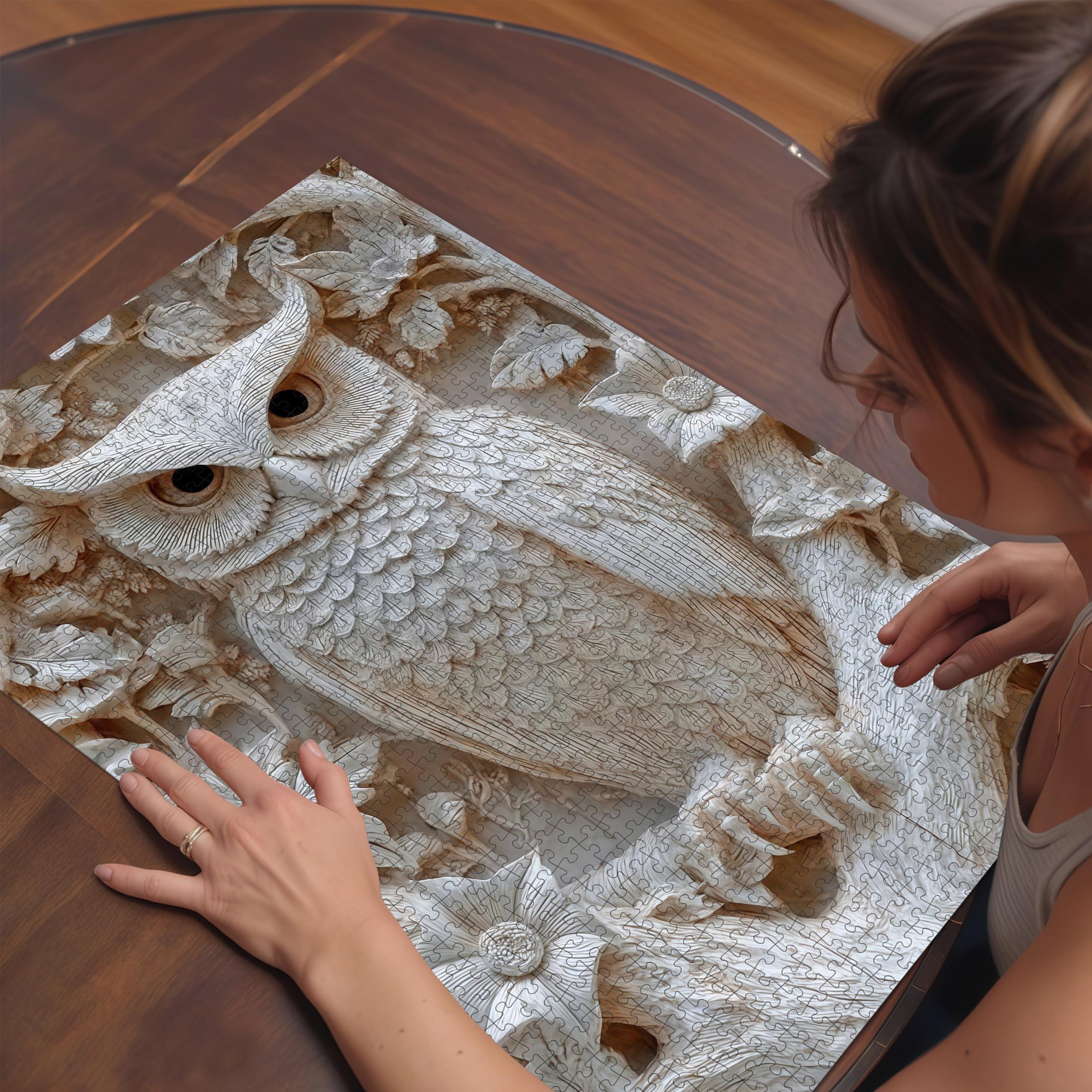 3D Embossed Owl Paper Puzzle Toy Forest Scene with Flowers & Birds
