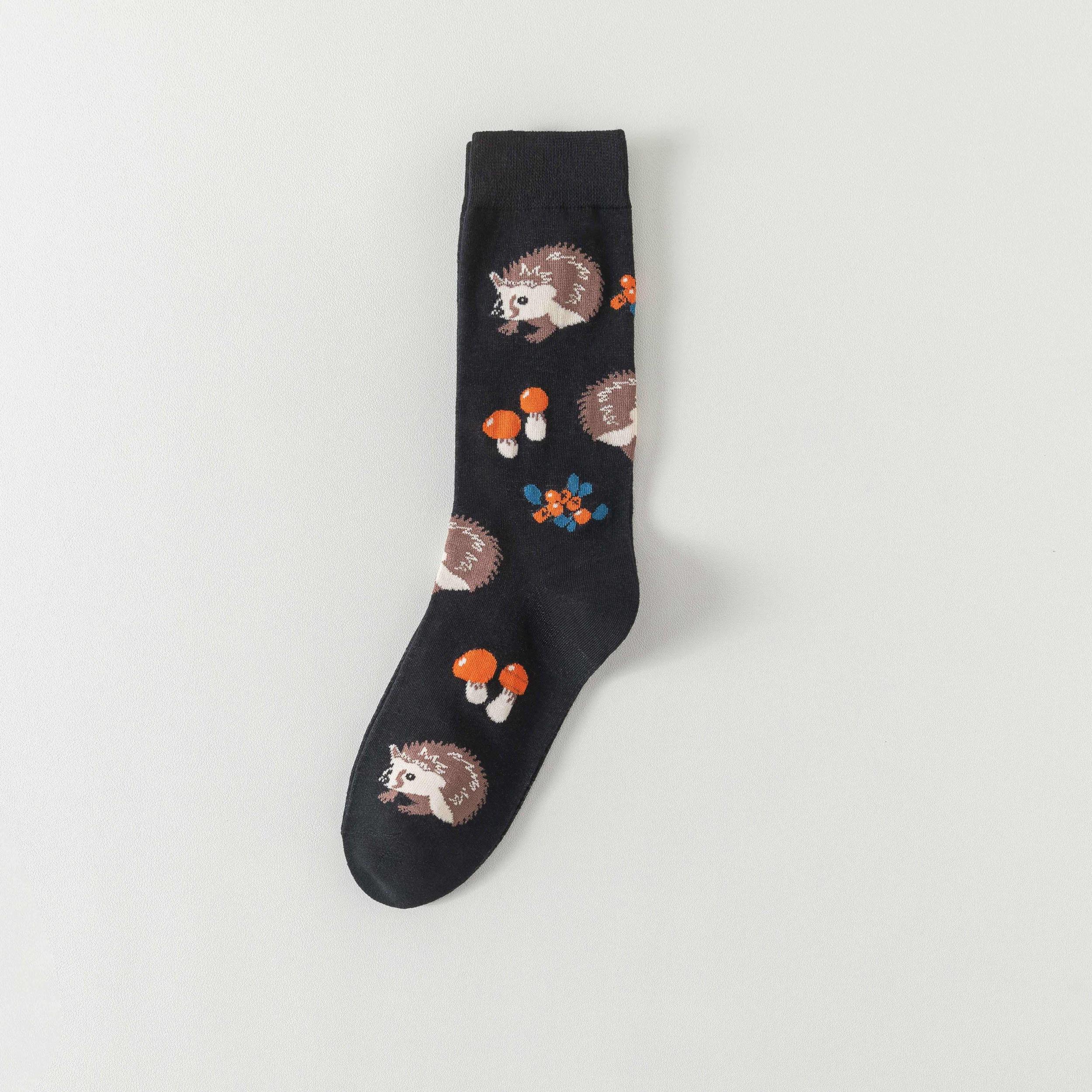 Hedgehog Print Mid Tube Socks for Women