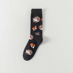 Hedgehog Print Mid Tube Socks for Women