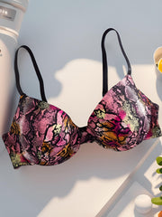 Snakeskin Print Push Up Bra Women's Lingerie