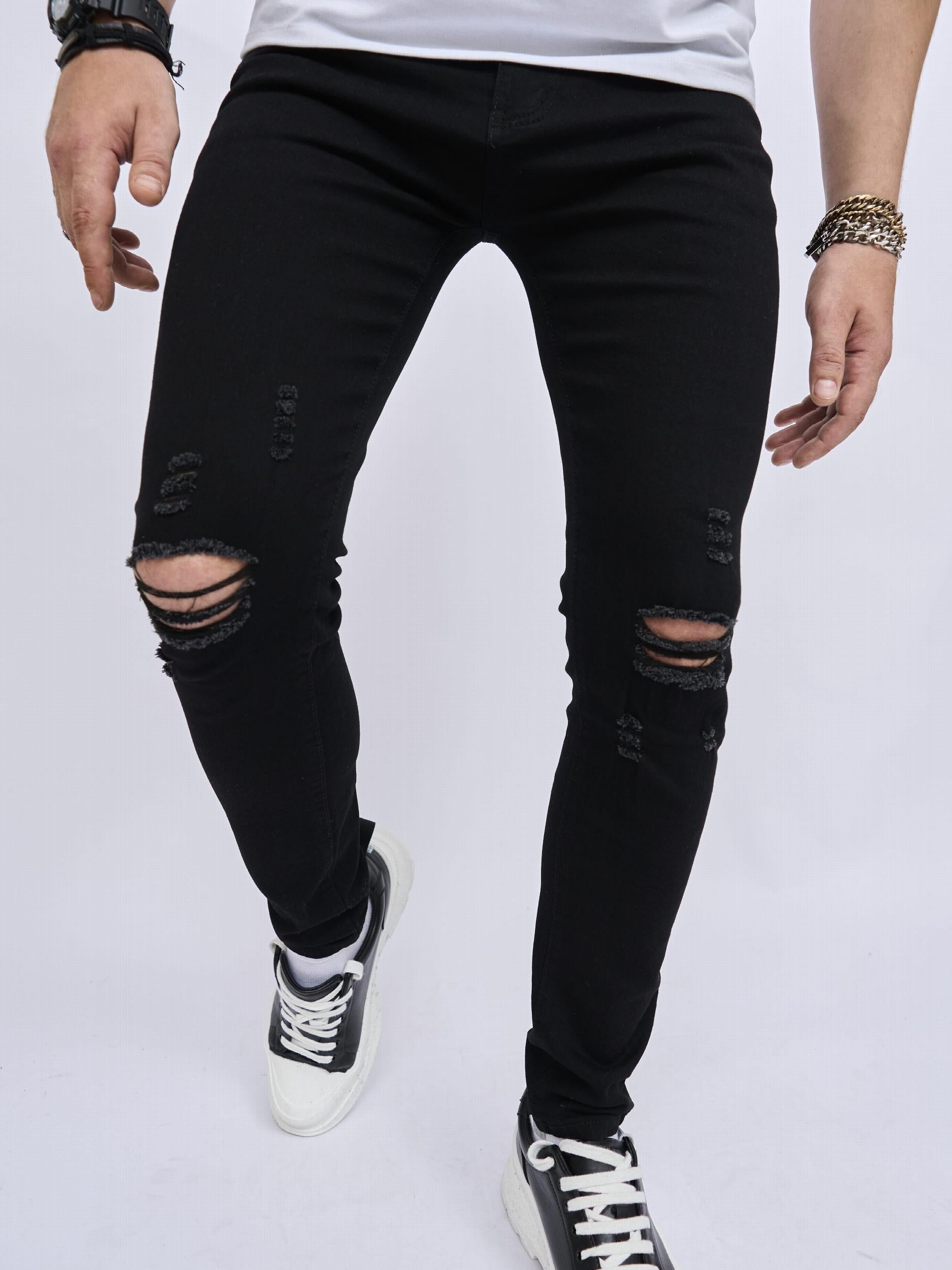 Mens Slim Fit Stretch Denim Jeans Spring Summer