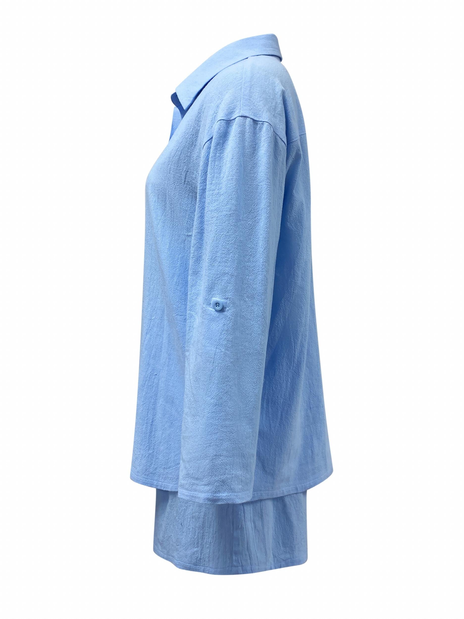 Solid Casual Two piece Set Shirt & Shorts Outfit