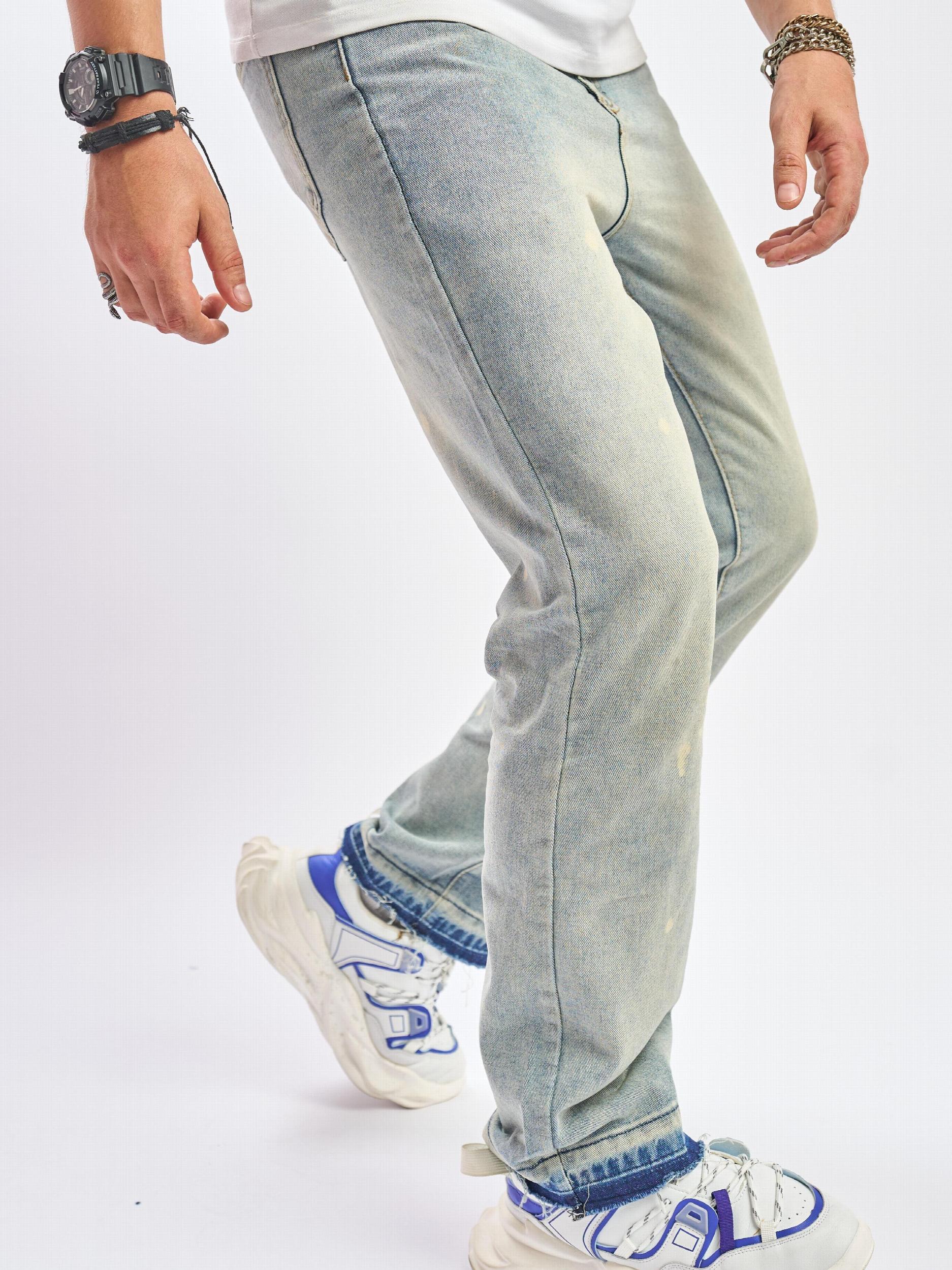 Loose Fit Distressed Denim Jeans Mens Casual Street Style Pants