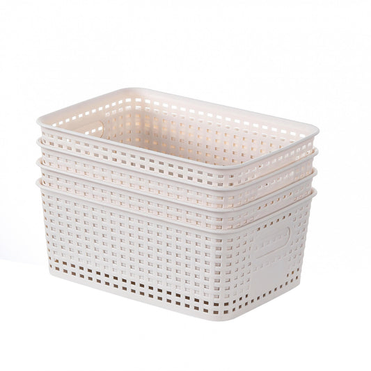 6pcs Plastic Weave Storage Bins - Home Organization and Storage