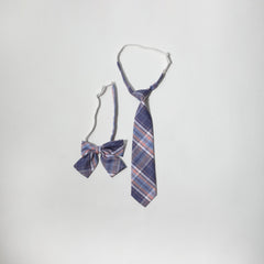 Purple Striped Bow Tie & Neck Tie Set Casual College Style Adjustable