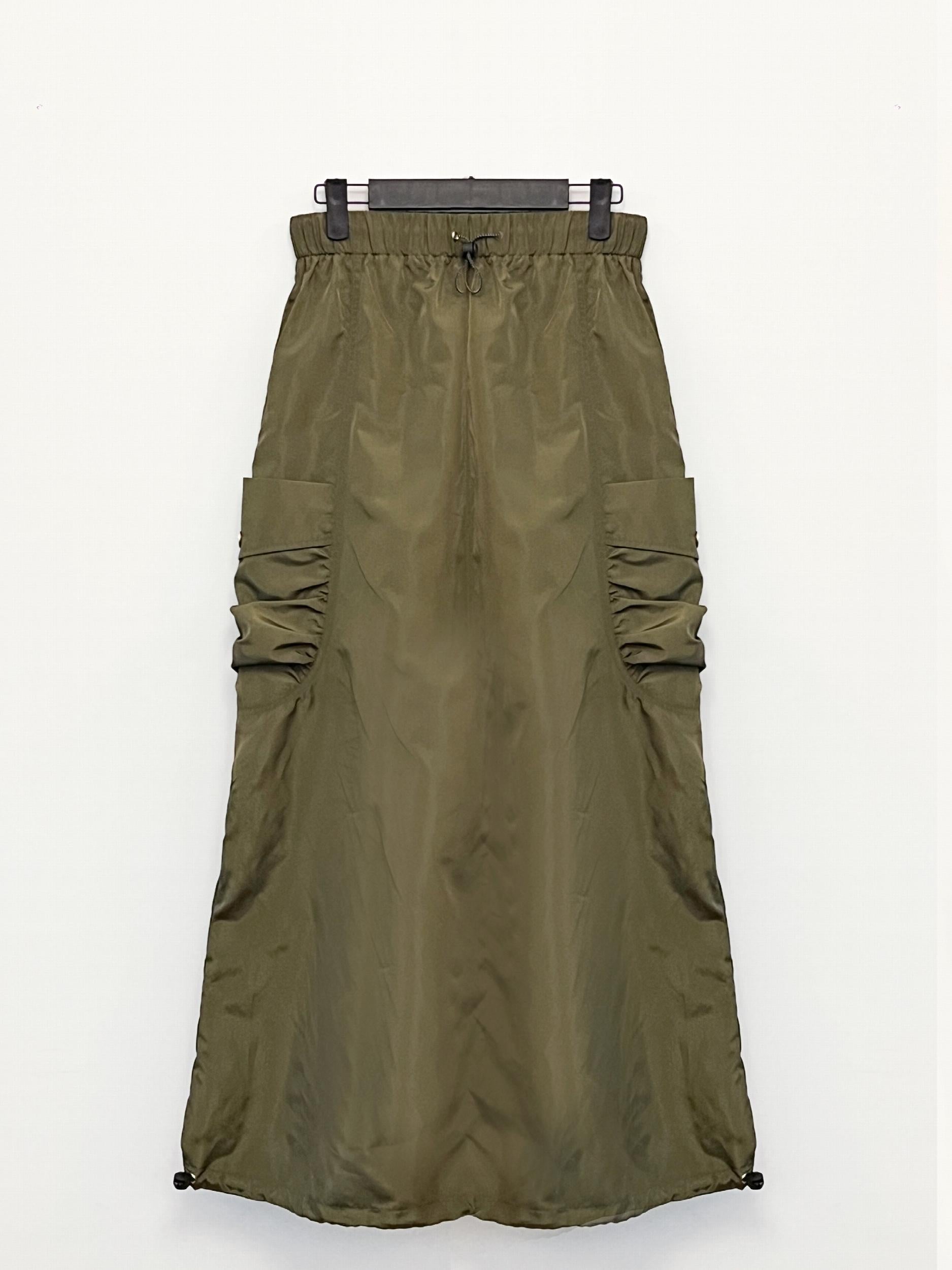 Cargo Skirt High Waist Drawstring Pockets Casual