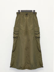 Cargo Skirt High Waist Drawstring Pockets Casual