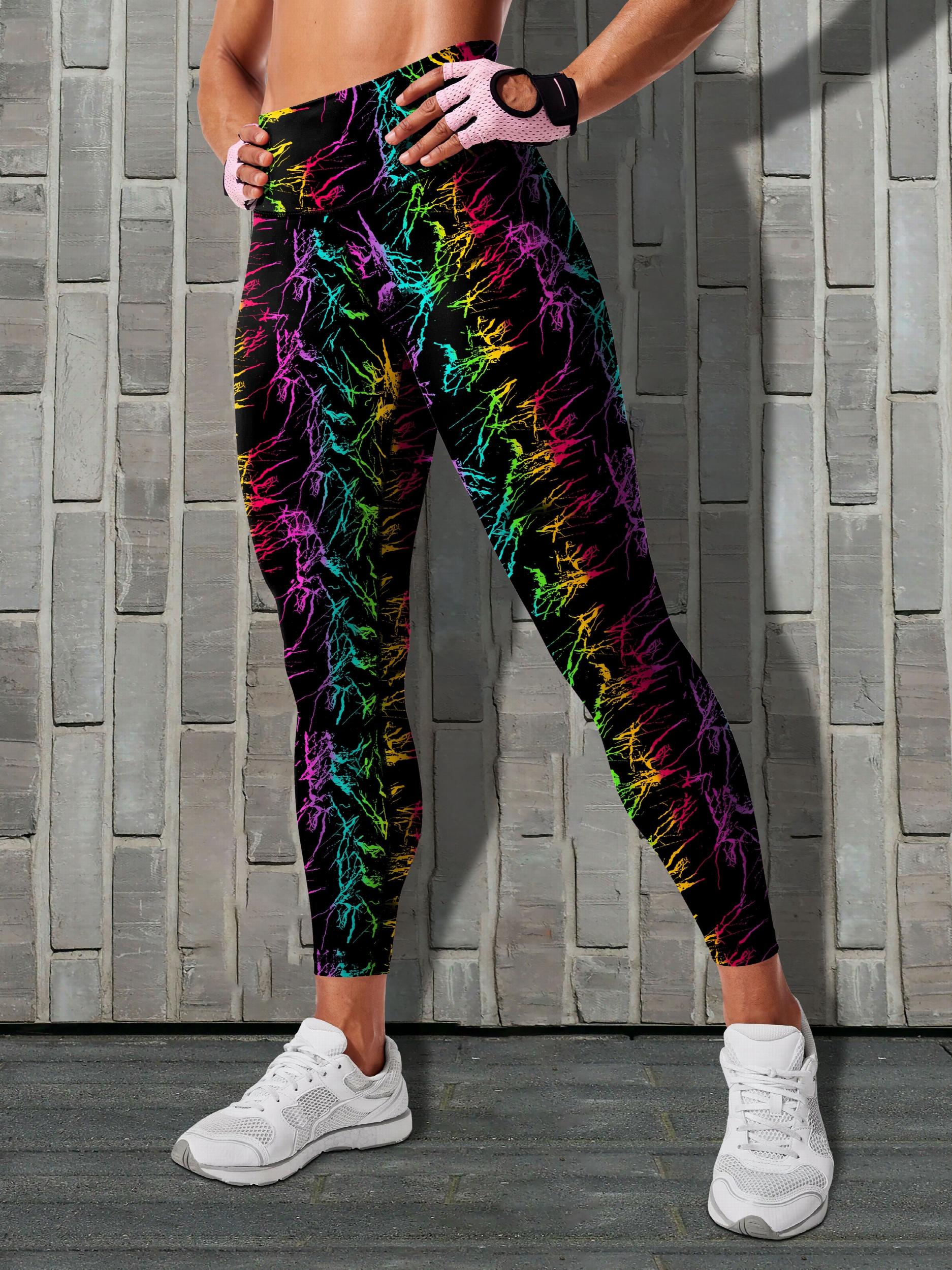 Colorful All Over Print Yoga Pants High Stretch Sports Leggings