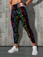 Colorful All Over Print Yoga Pants High Stretch Sports Leggings