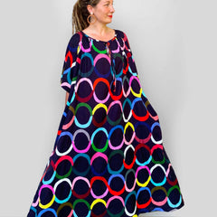 Casual Dress Women's Plus Circle Print Short Sleeve Maxi Dress