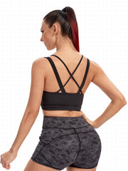 Sporty Bra Medium Stretch Cross Strap Shockproof