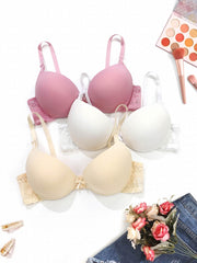 3 Sets Lace Push Up Bras Comfy & Breathable Women's Lingerie
