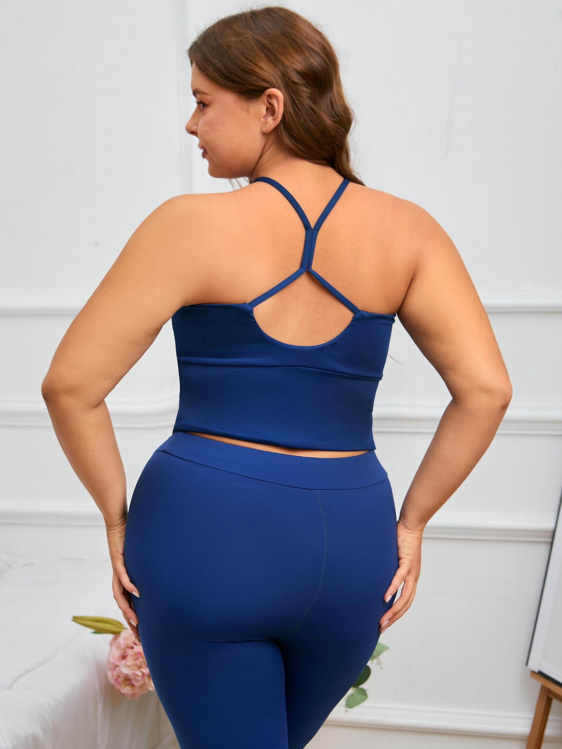 Sports Bra Solid Criss Cross Cut Out Back High Stretch Fit