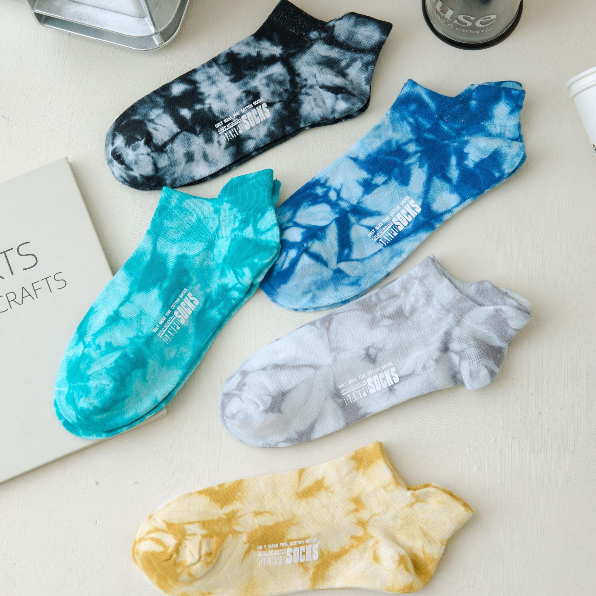 Tie Dye Letter Print Socks Women's Ankle Stockings
