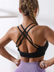High Stretch Sporty Top Criss Cross Slim Fit Crop Tank Top Women's Activewear