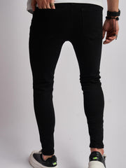 Broken Heart Pattern Slim Fit Jeans Men's Casual Street Style Denim Pants