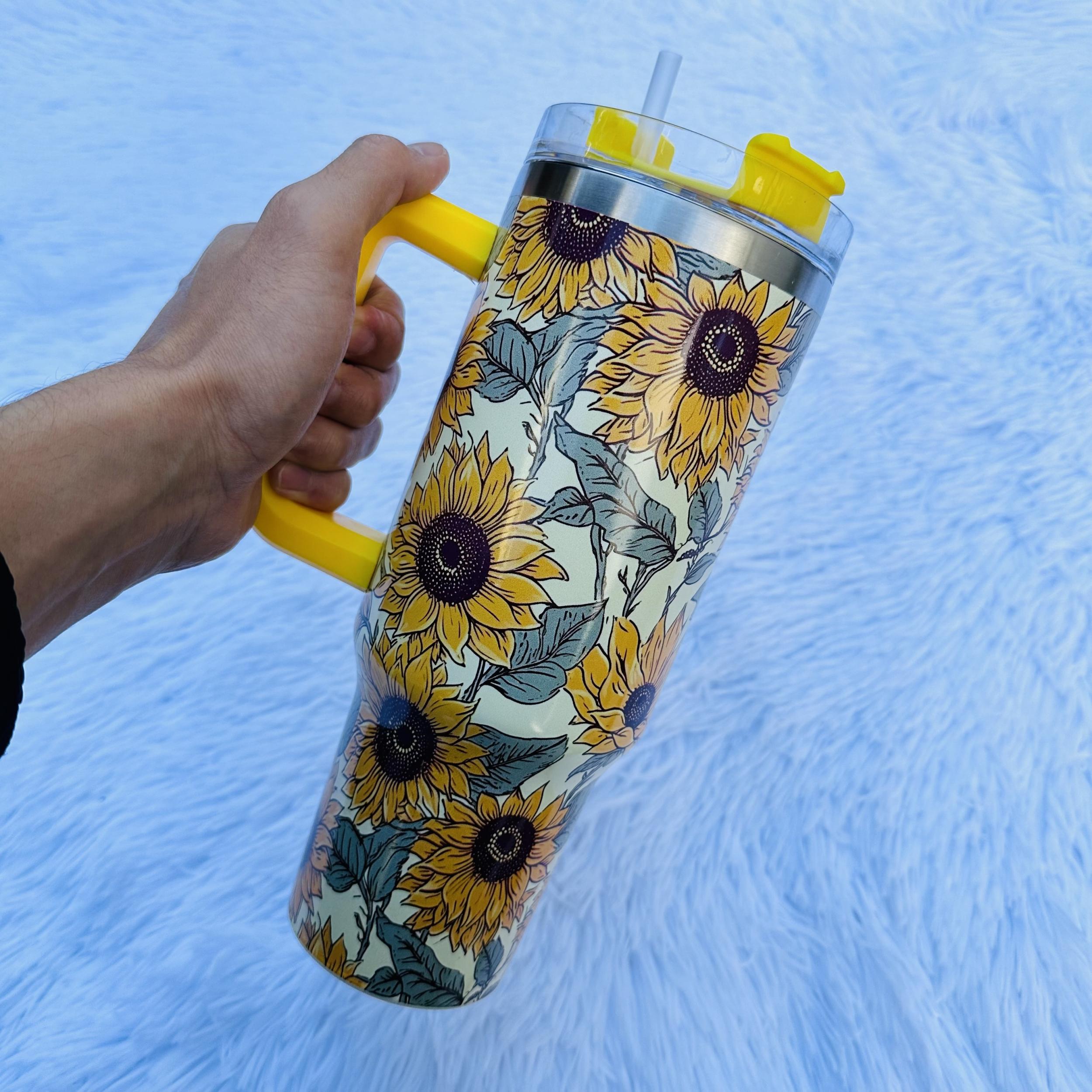 Sunflower Printed 40oz Stainless Steel Water Cup Insulated Leakproof for Outdoor