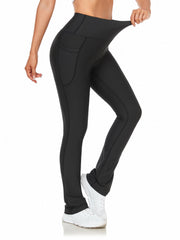 High Waist Wide Leg Pants Sweat Absorption Stretchy Yoga Dance Flared Pants