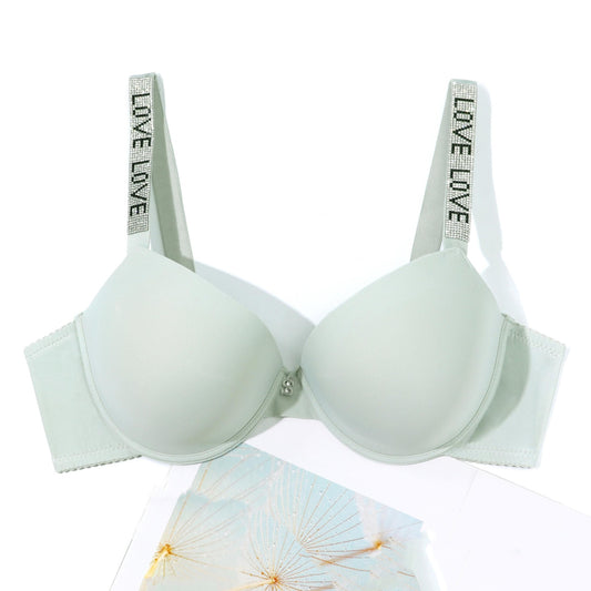 Rhinestone Letter Tape Push Up T-shirt Bra