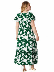 Ruffle Trim Maxi Smock Dress With Belt