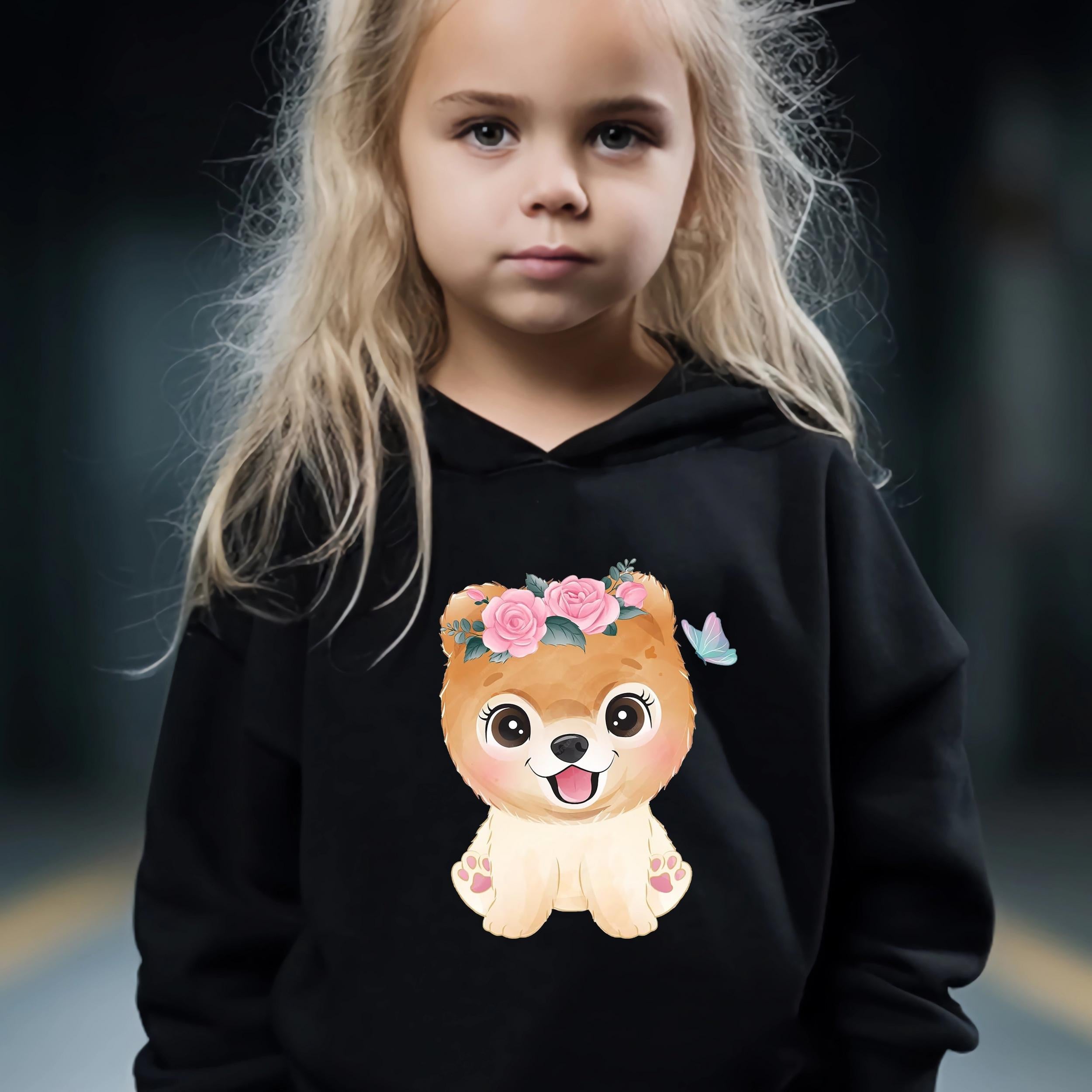 Flower Puppy Print 2pcs Girls Outfits For Sports Spring Fall Outdoor Gift