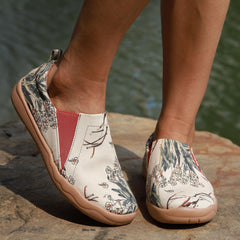 Women's Art Printed Canvas Shoes Low Top Slip On Comfort Flat Travel Shoes