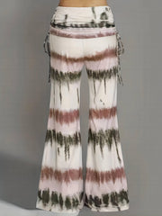 Tie Dye Foldover Waist Flared Leg Pants