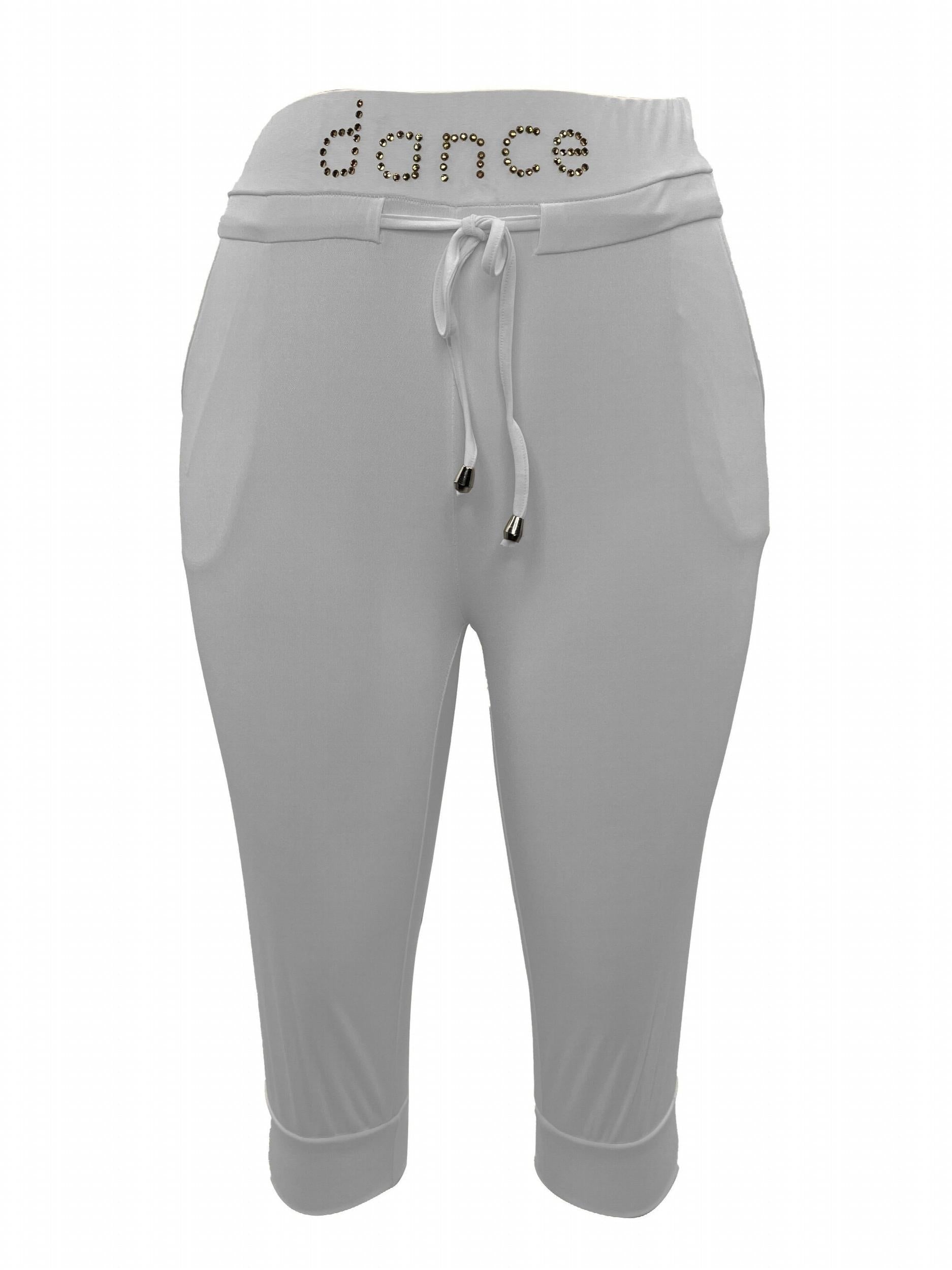 Drawstring Cropped Slim Pants Sports Stretchy Letter Print