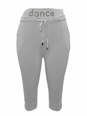 Drawstring Cropped Slim Pants Sports Stretchy Letter Print