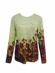 Floral Print Sweatshirt Long Sleeve Crew Neck Casual Pullover