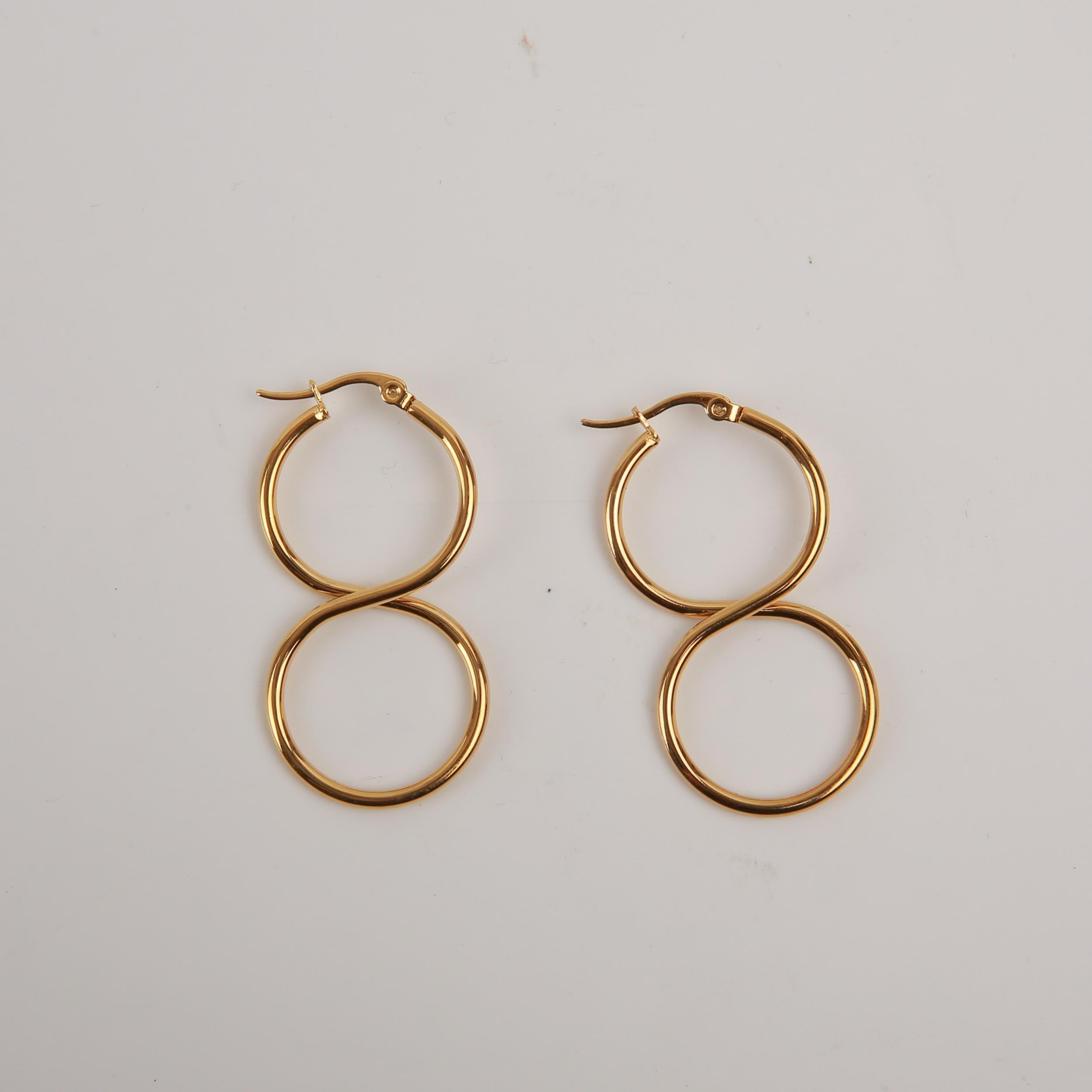 Y2K Rock Stainless Steel Infinity Symbol Hoop Earrings Set for Girls