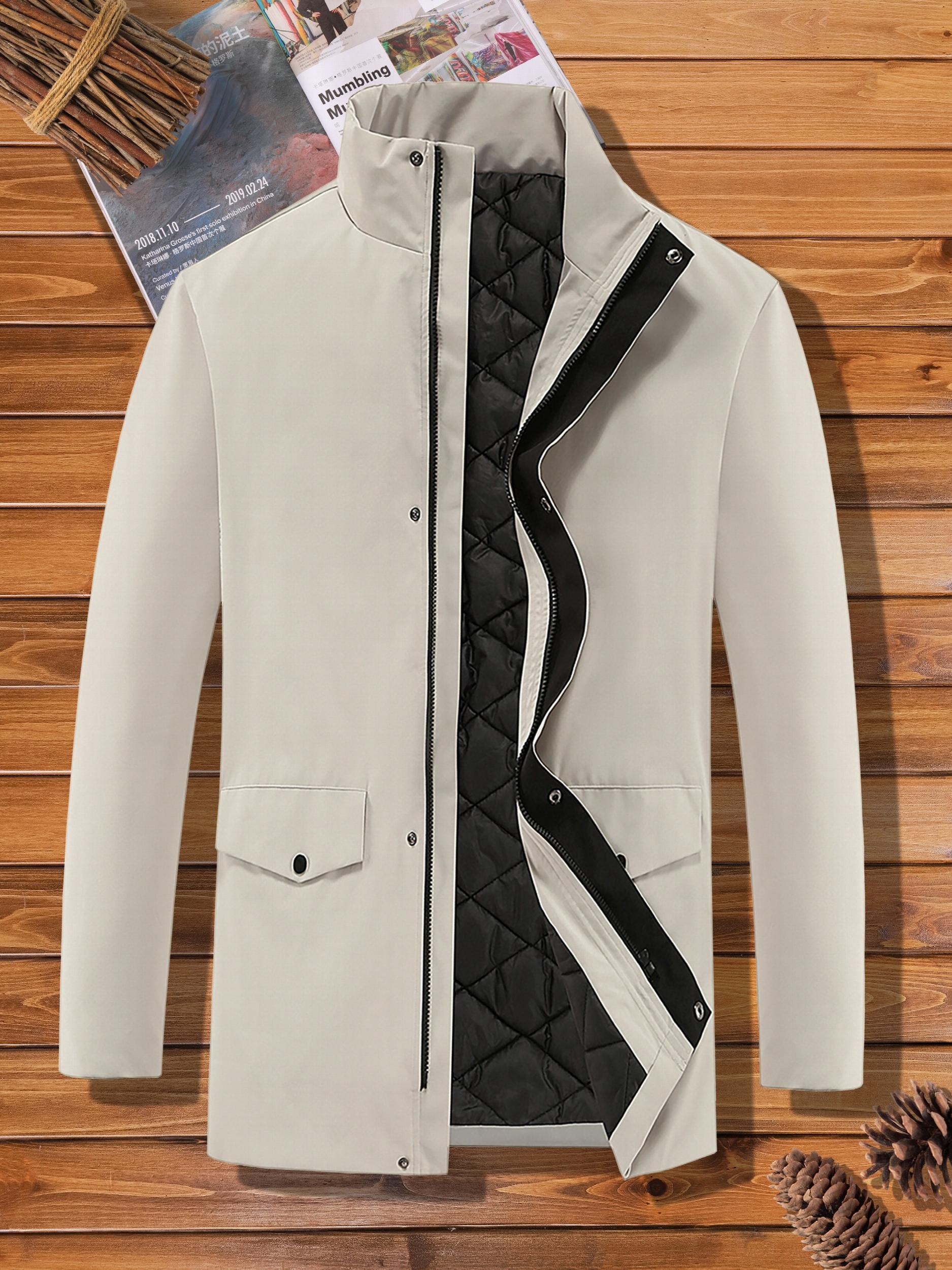 Men's Warm Flap Pocket Stand Collar Jacket