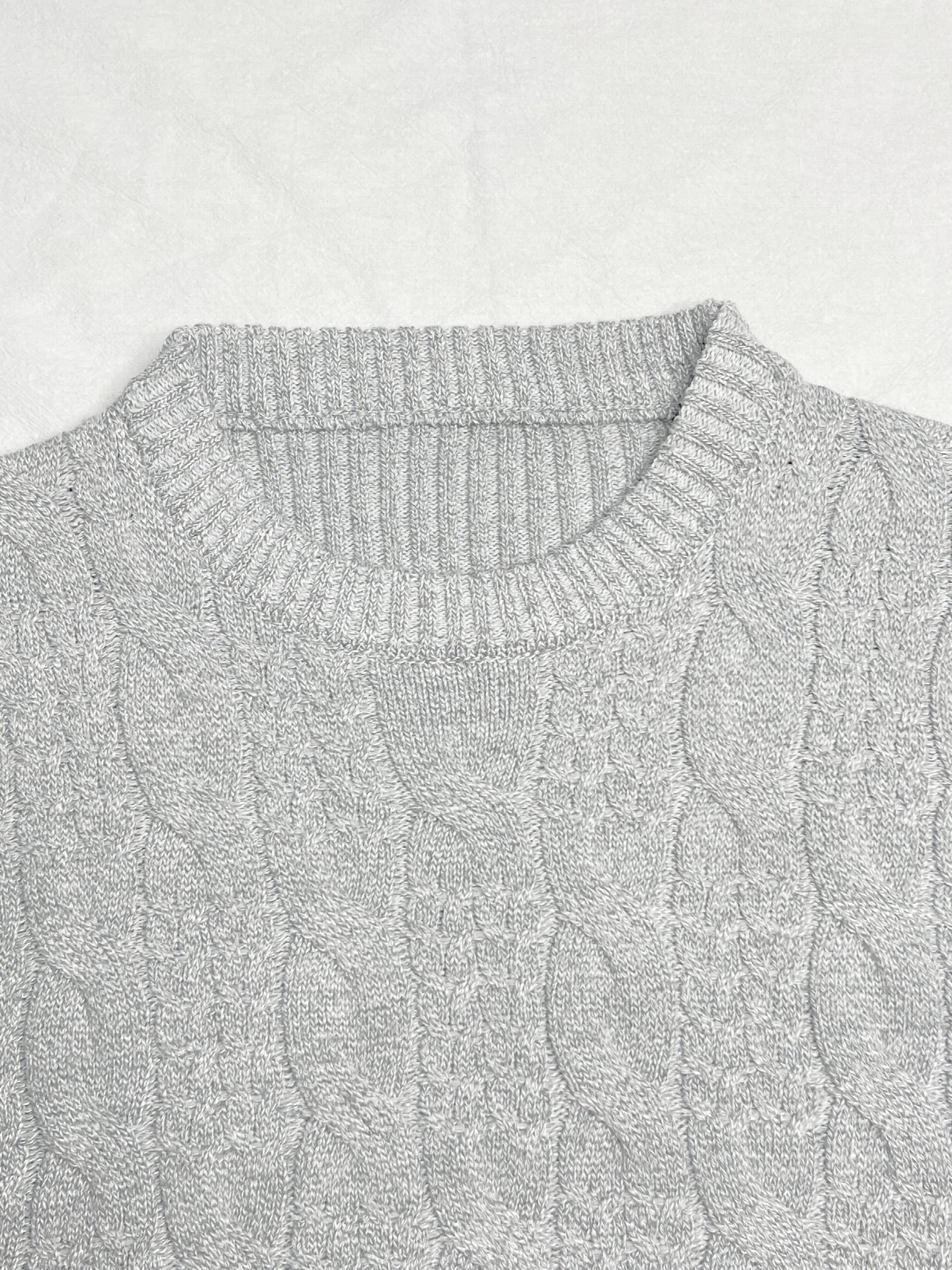 Solid Cable Sweater Men's Warm Crew Neck Pullover For Fall Winter